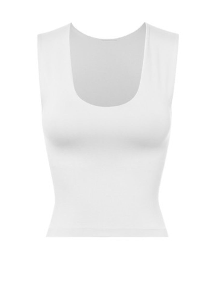 Scoop Neck Wide Shoulder Basic Top