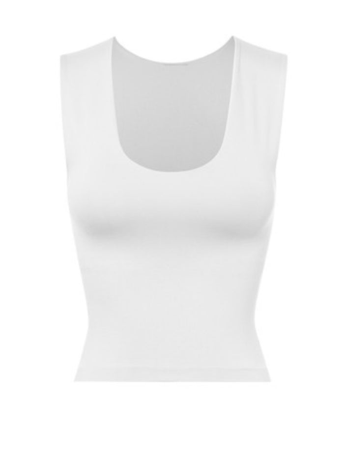 Scoop Neck Wide Shoulder Basic Top