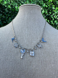 Key Lock Multi Charm Necklace