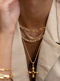 SJ Statement Tiger Eye Cross Necklace