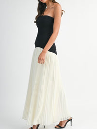Beautiful Black White Strapless Maxi Dress