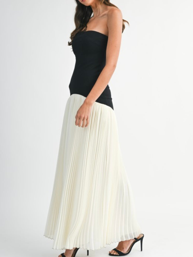 Beautiful Black White Strapless Maxi Dress