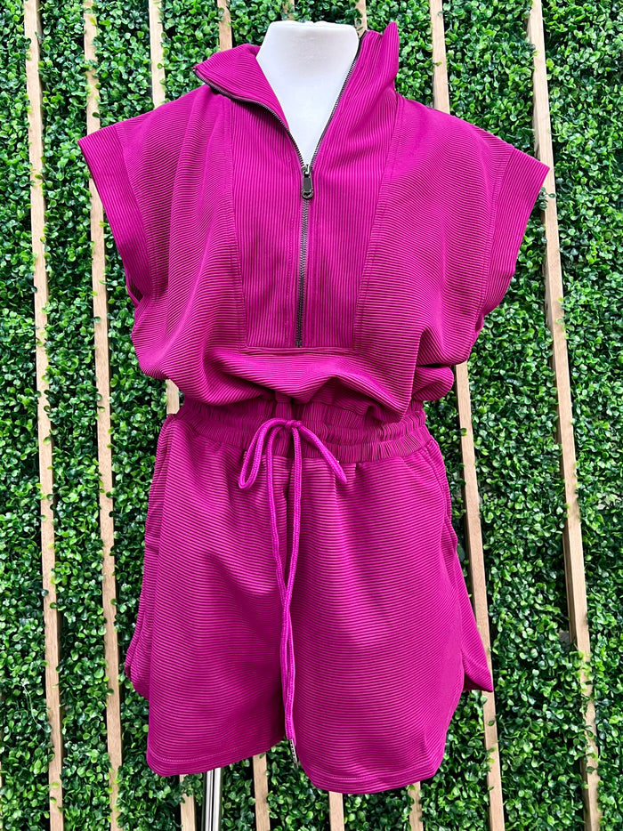 Front Zipper High Neck Romper