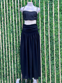 Exquisite Pleated Detail Maxi Skirt Set