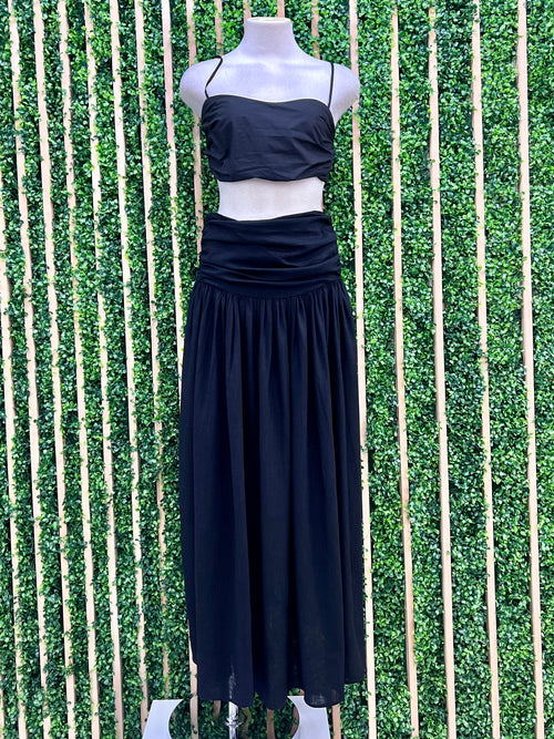 Exquisite Pleated Detail Maxi Skirt Set