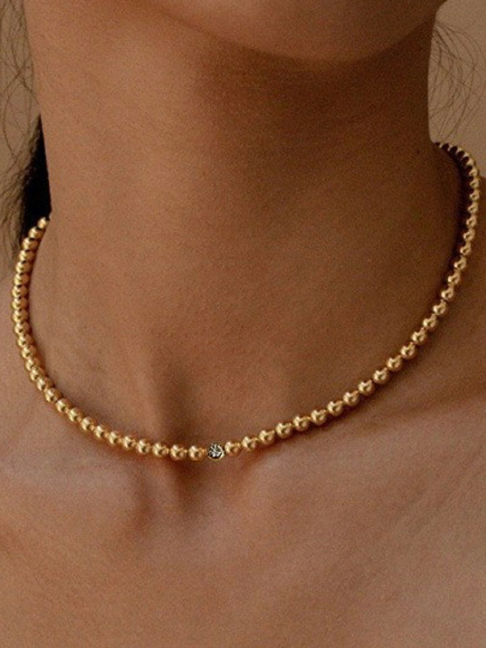 SS Rhinestone  Beads Necklace