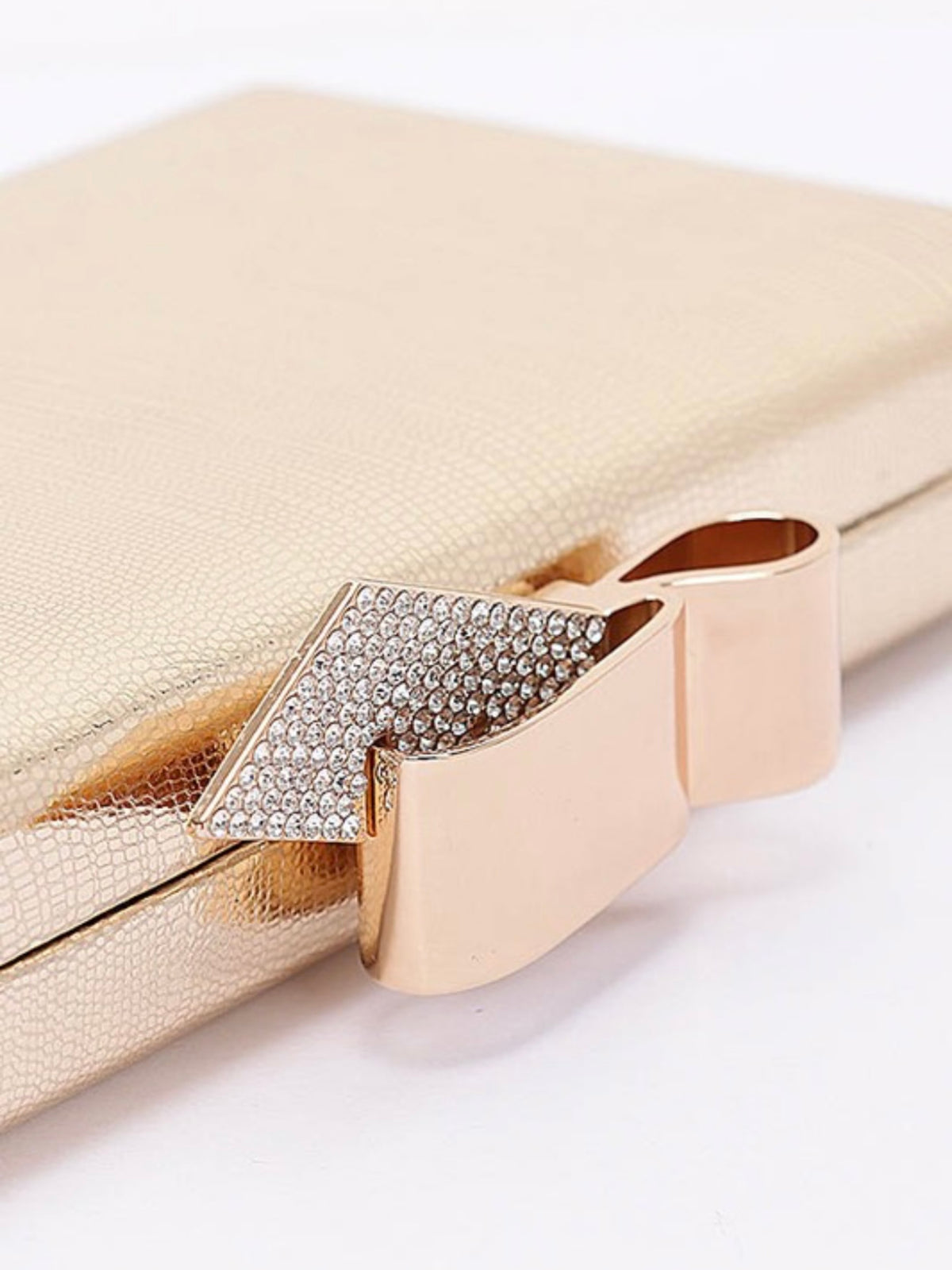 Metal Ribbon Top Clutch