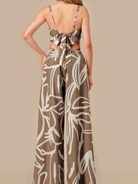 Beautiful Abstract Floral Cutout Mocha Jumpsuit