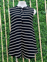 Stripe Print Button Closure Romper