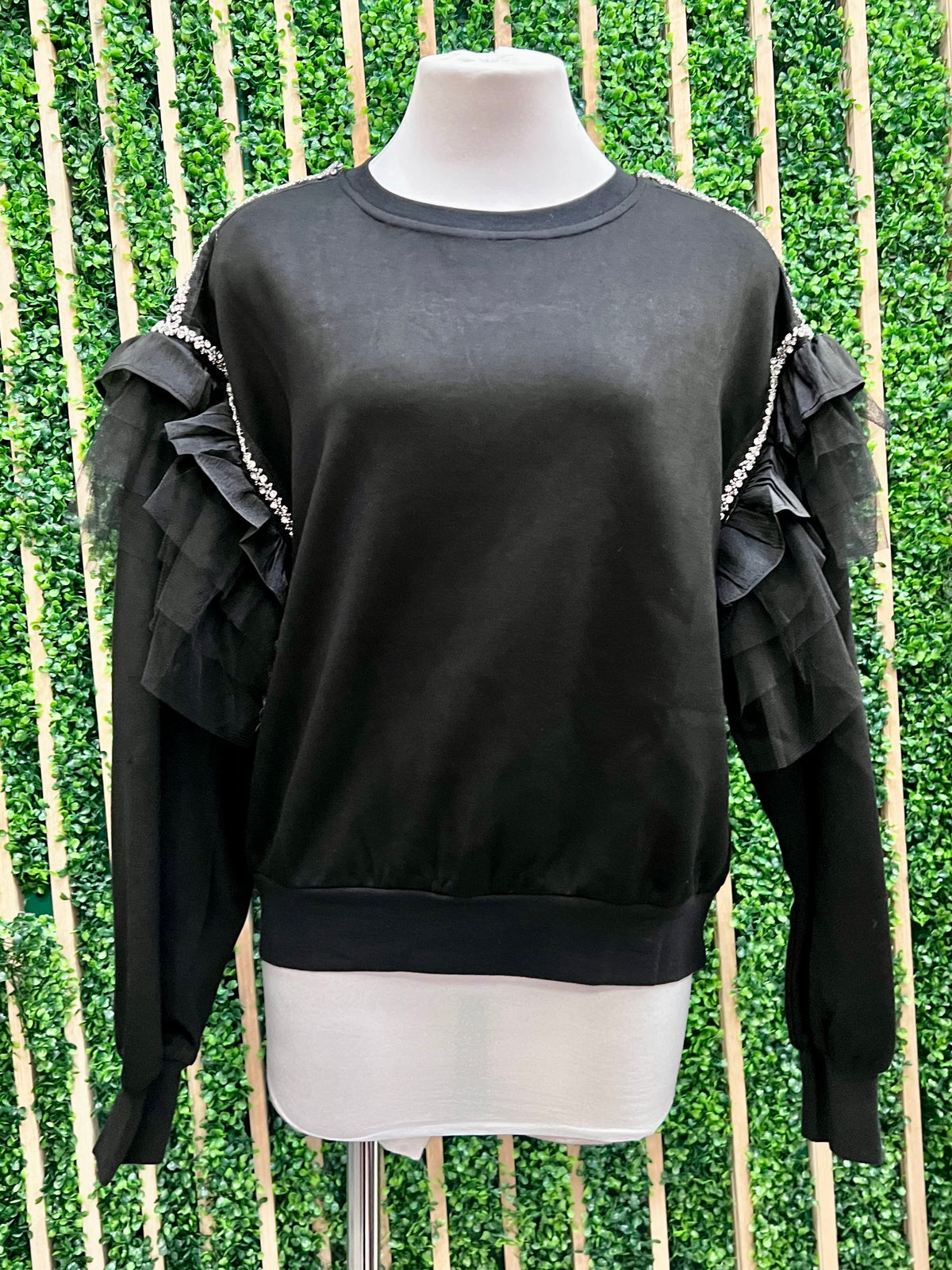 Black Luxe Embellished Sweatshirt