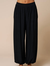 Black Relaxed Balloon Hem Pants by