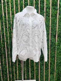 White Floral Eyelet Embroidered Blouse