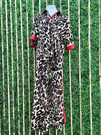 Red Side Stripe Leopard Pant
