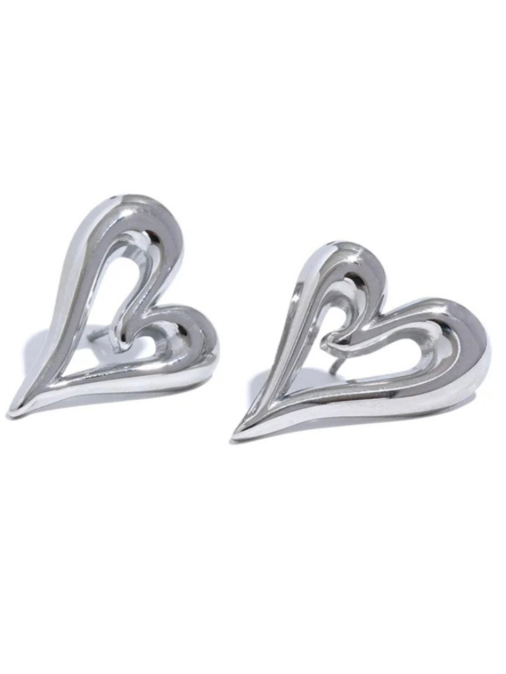 Hollow Heart Stud Earring