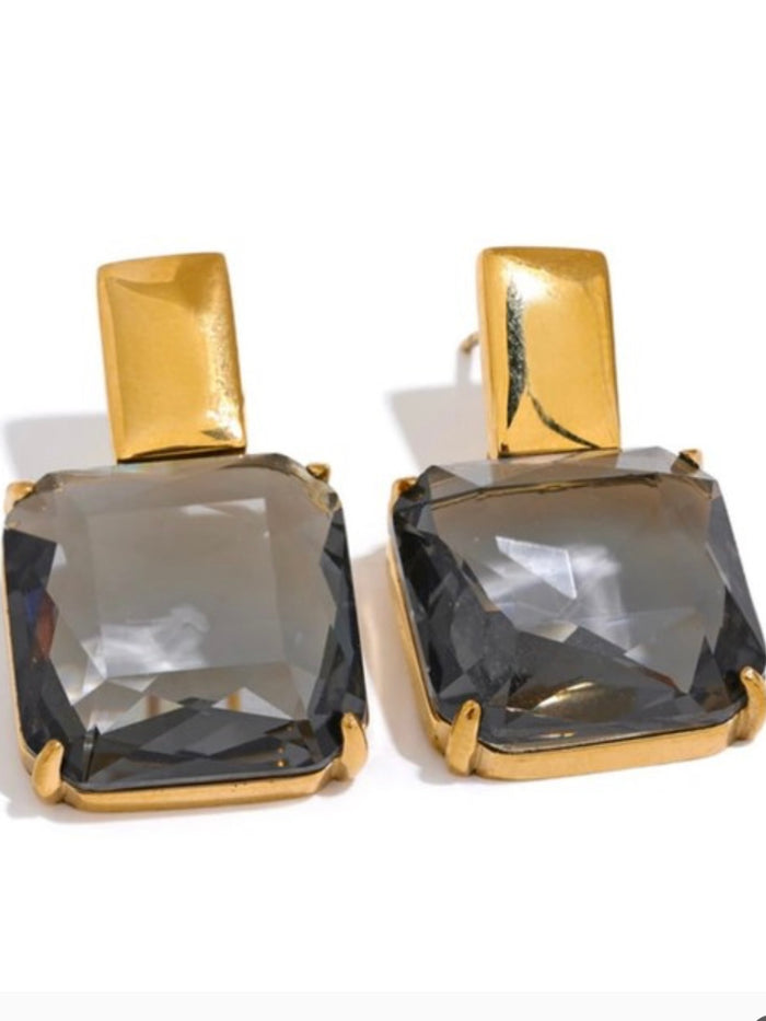 Cubic Zirconia Squate Drop Earring