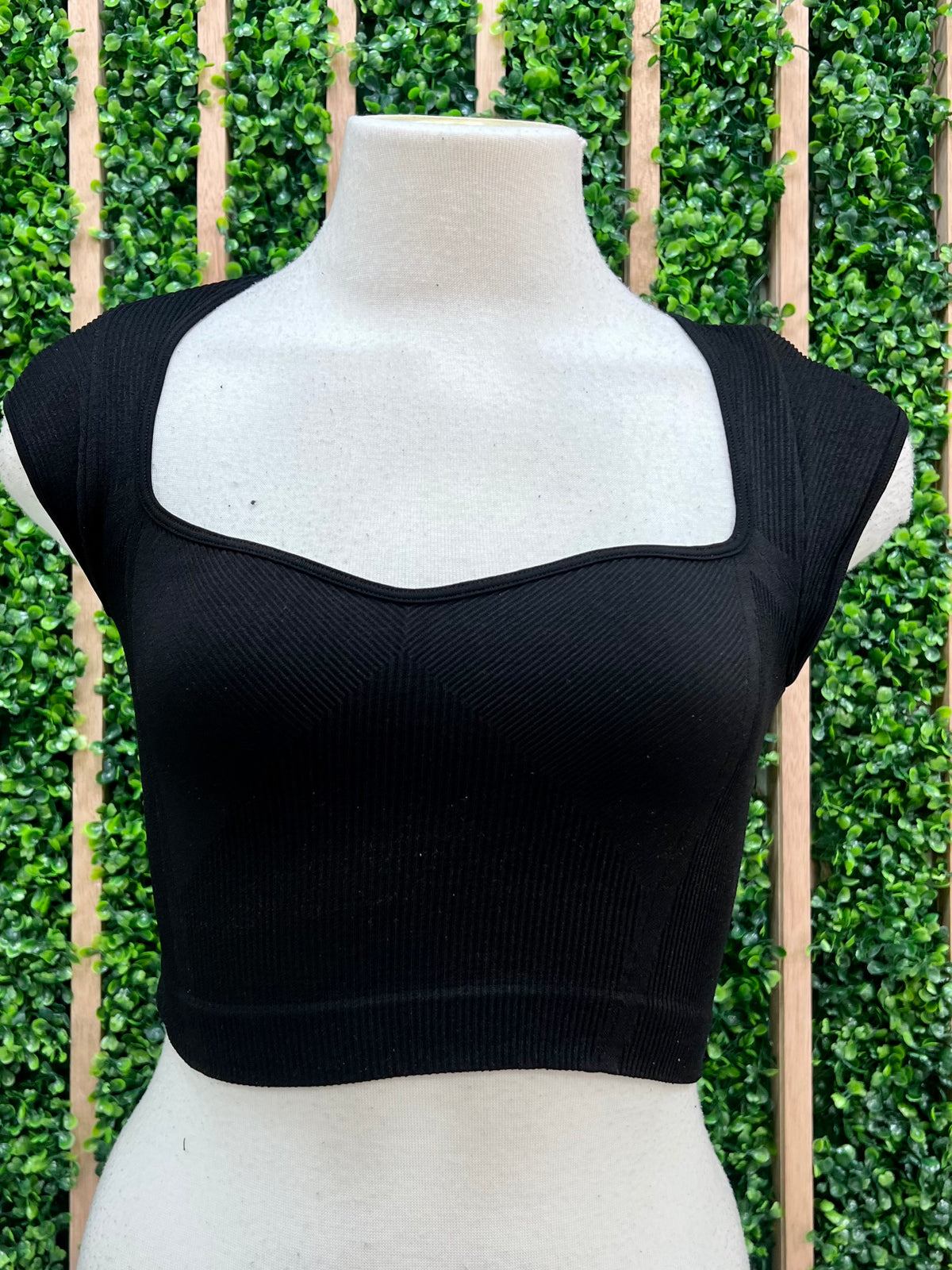 Ribbed Curved V Neck Basic Top