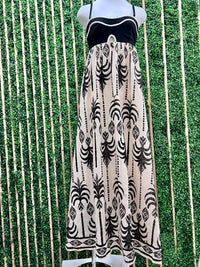 Beautiful Black Taupe Print Maxi Dress