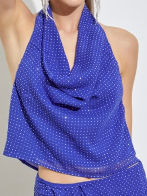 Jeweled Cowl Neck Top