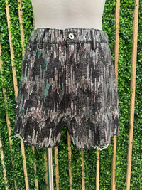 Midnight Shine Sequin Denim Shorts