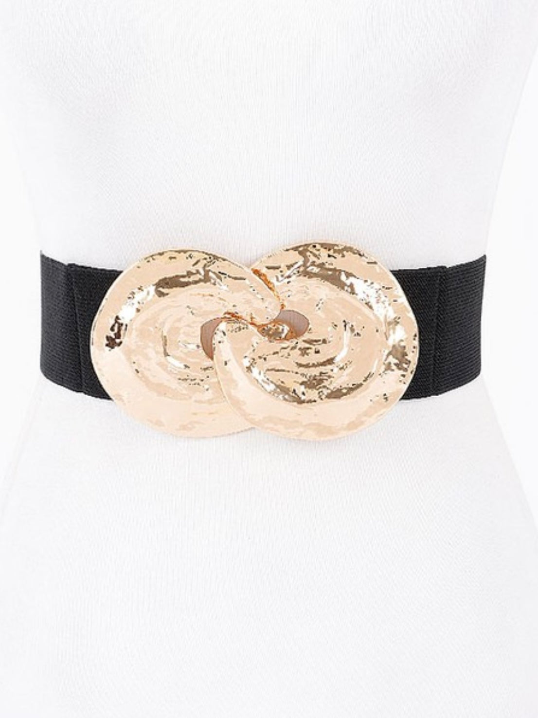 Textured Deco Interlocking Buckle Elastic Belt