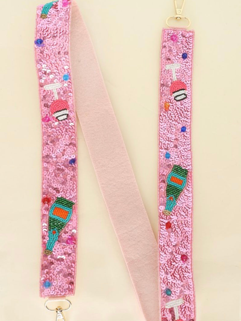 Champagne Sequin Beaded Shoulder Strap