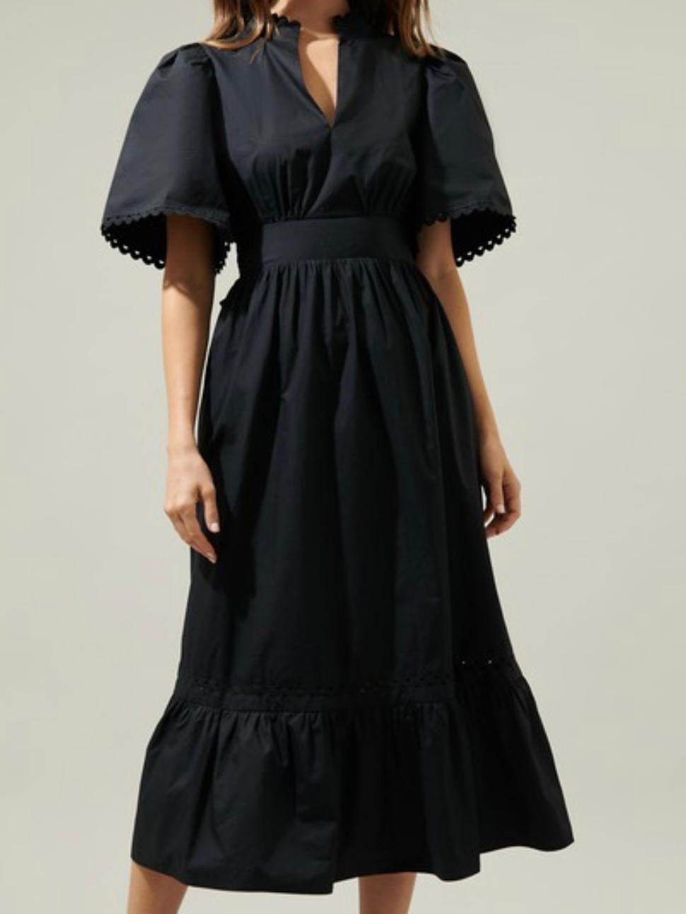 Black Balloon Sleeve Waisted Midi Dress – Ah Là Laà Lifestyle Boutique