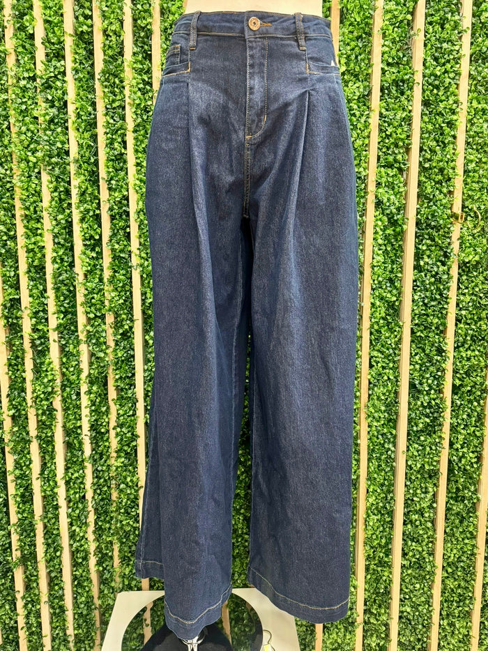 Dark Denim Wide Leg Trousers