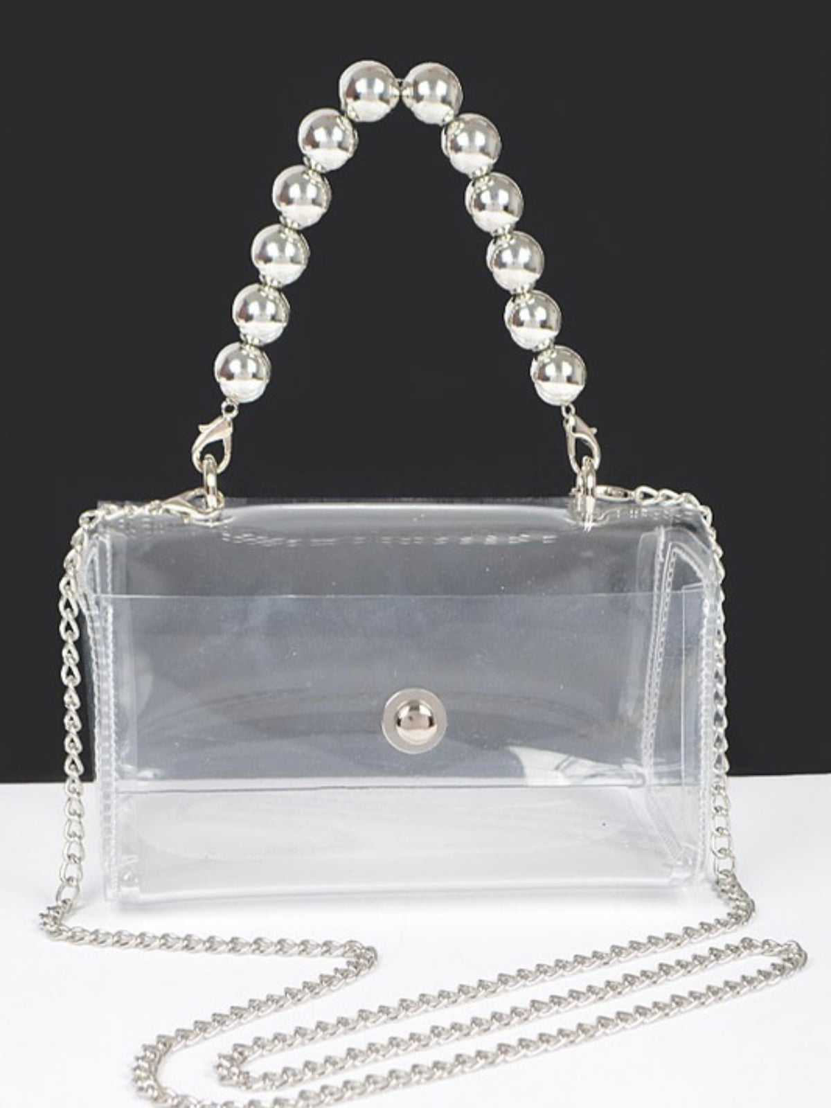 Clear Beaded Handle Stadium Bag