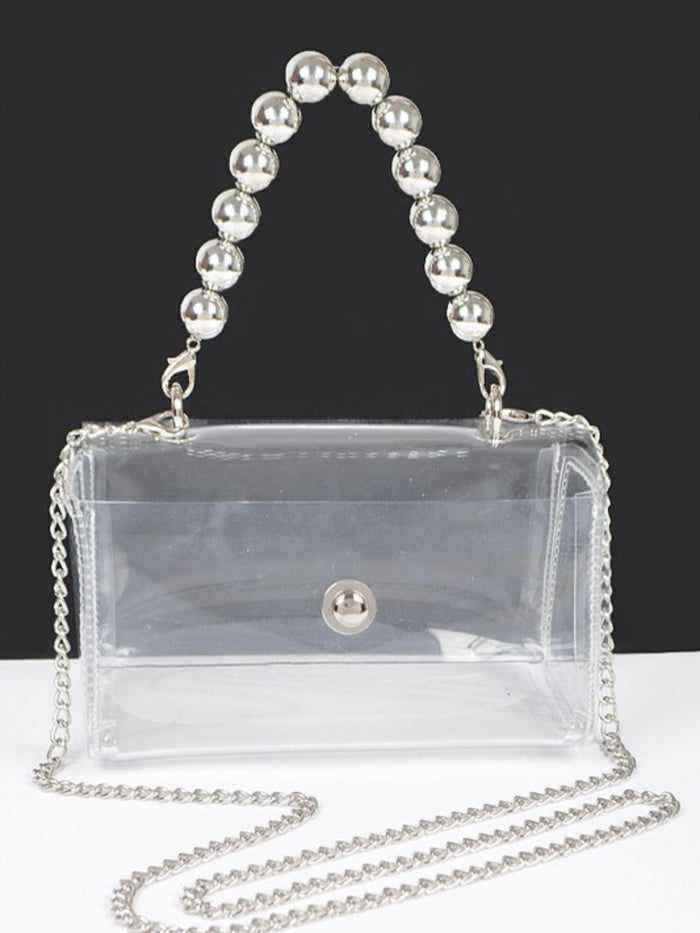Clear Beaded Handle Stadium Bag