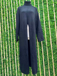 High Neck Front Slit Sweater Long Top