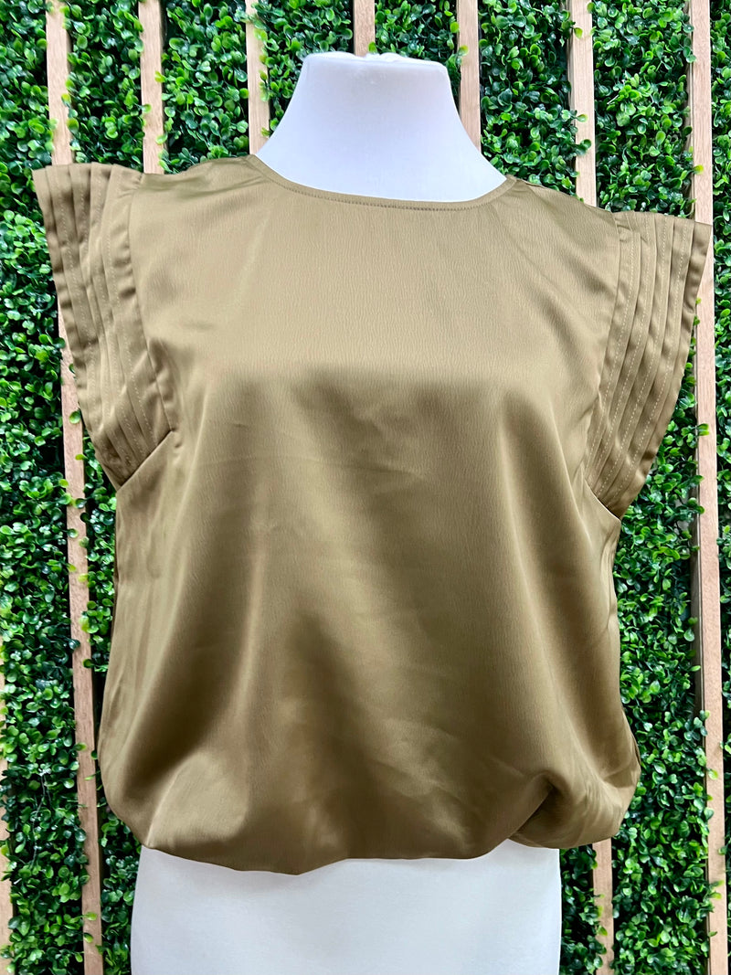 Pleat Detail Satin Crop Blouse