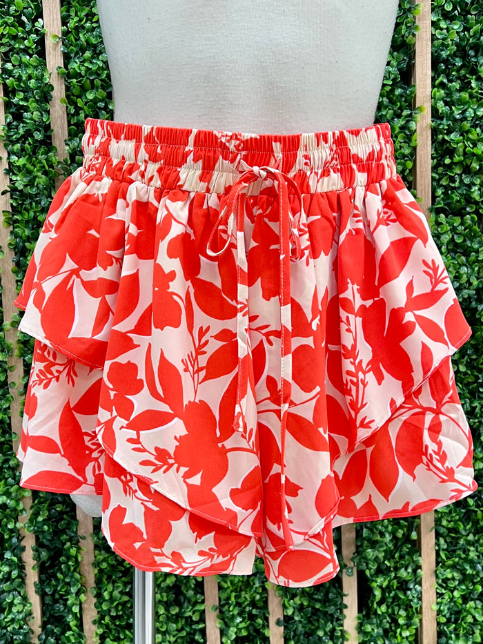 Coral Ivory Ruffled Short