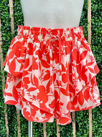 Delicate Red Floral Maxi Skirt