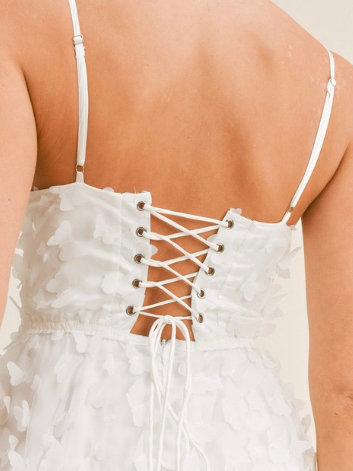 Exquisite White Butterfly Organza Midi Dress
