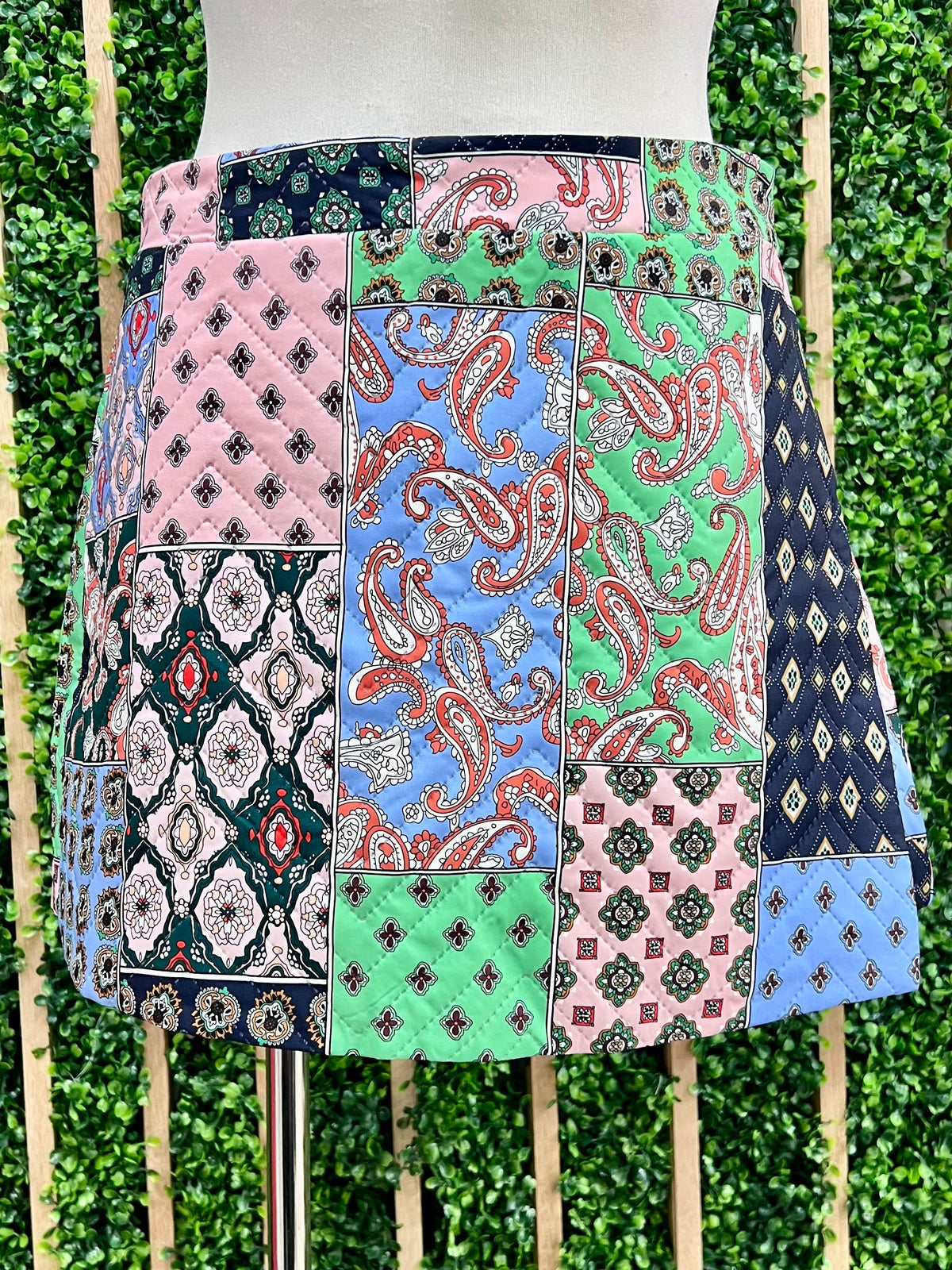 Green And Multi Patchwork Skort