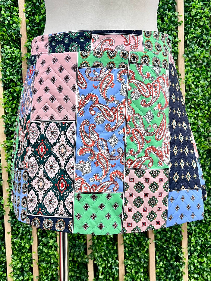 Green And Multi Patchwork Skort