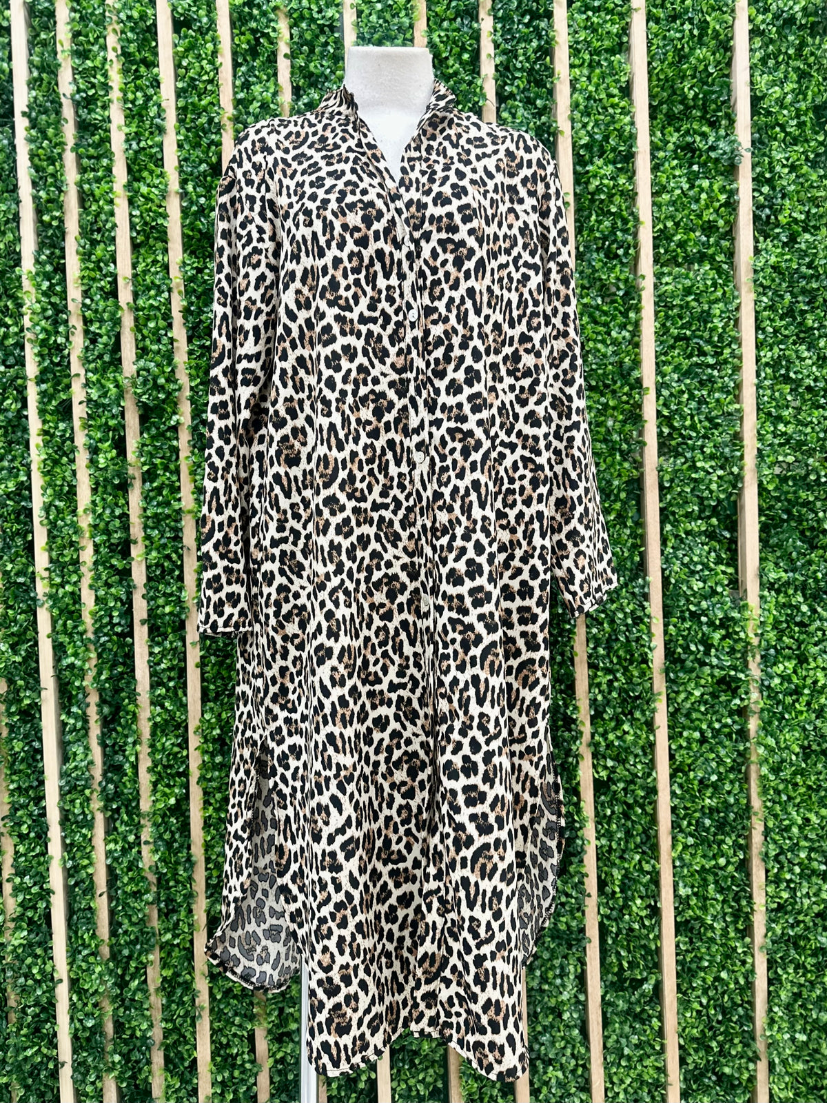 Brown Leopard Blouson Midi Dress