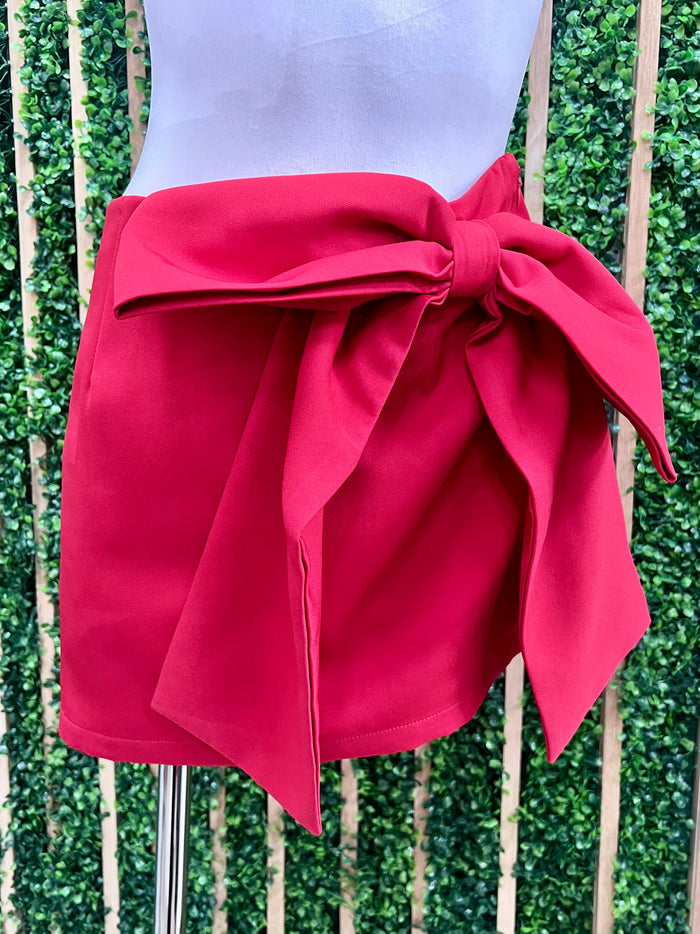 Red Bow Detail Skort