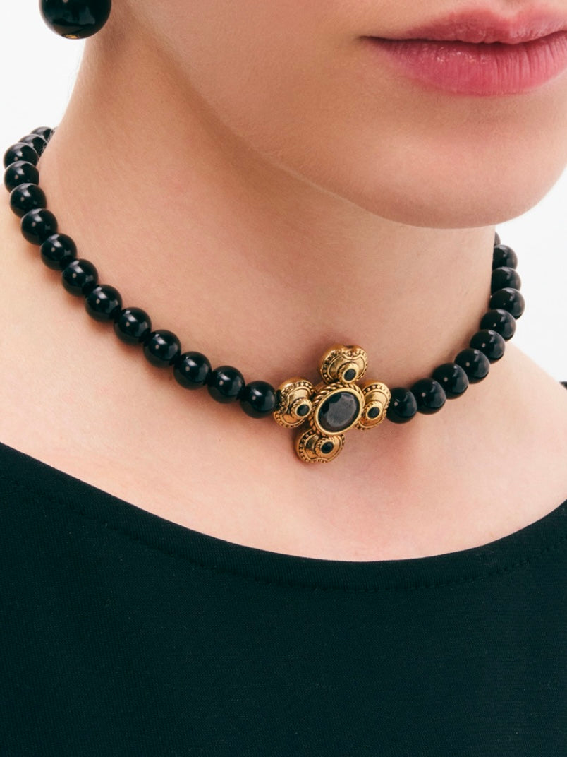 MR Black Stone Clover Aura Choker Necklace