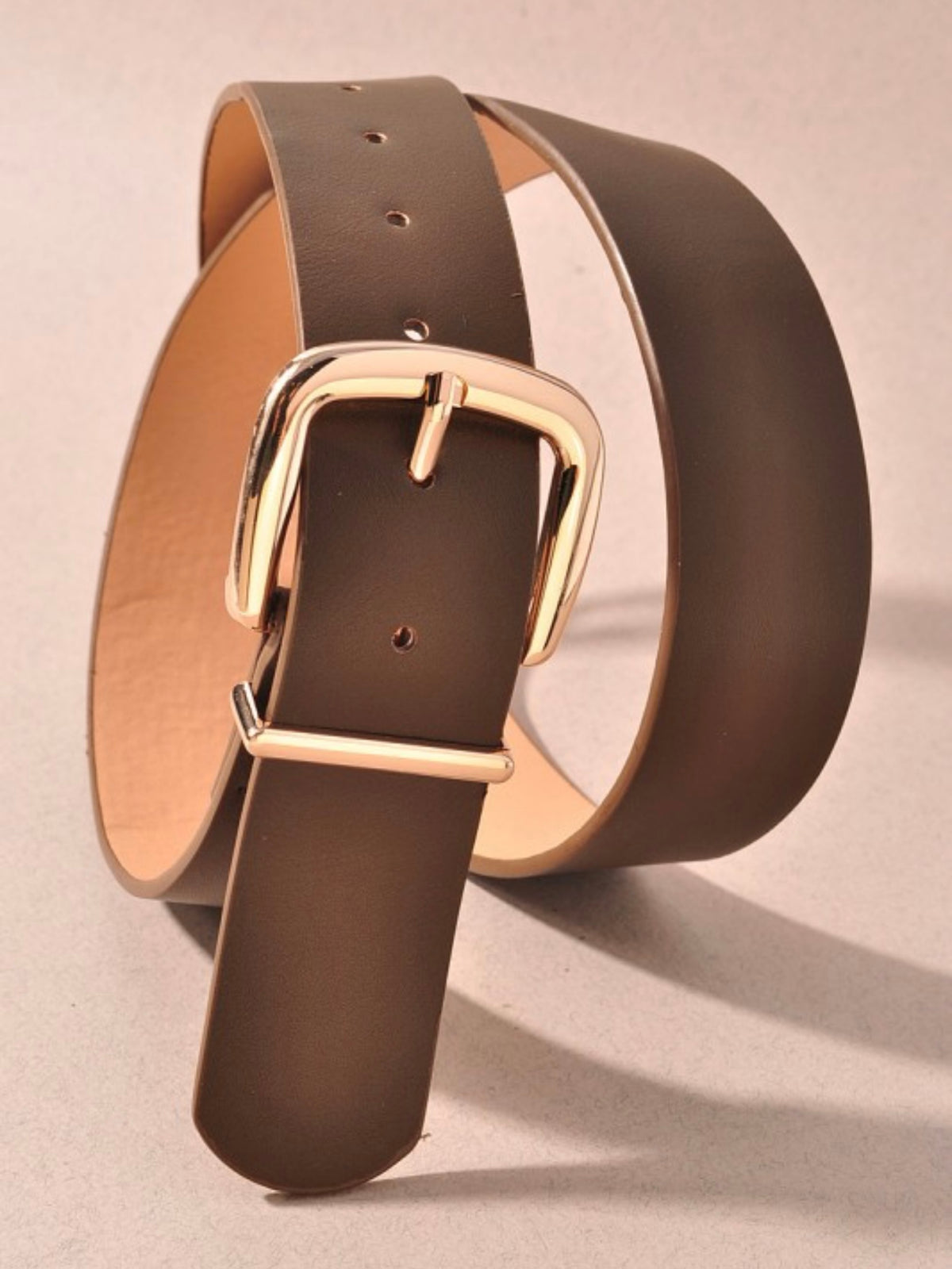 Round D Buckle Metal Loop Belt