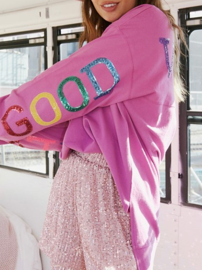 Multi Sequin Good Vibes Sweater