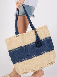 Two Tone Woven Straw BAg