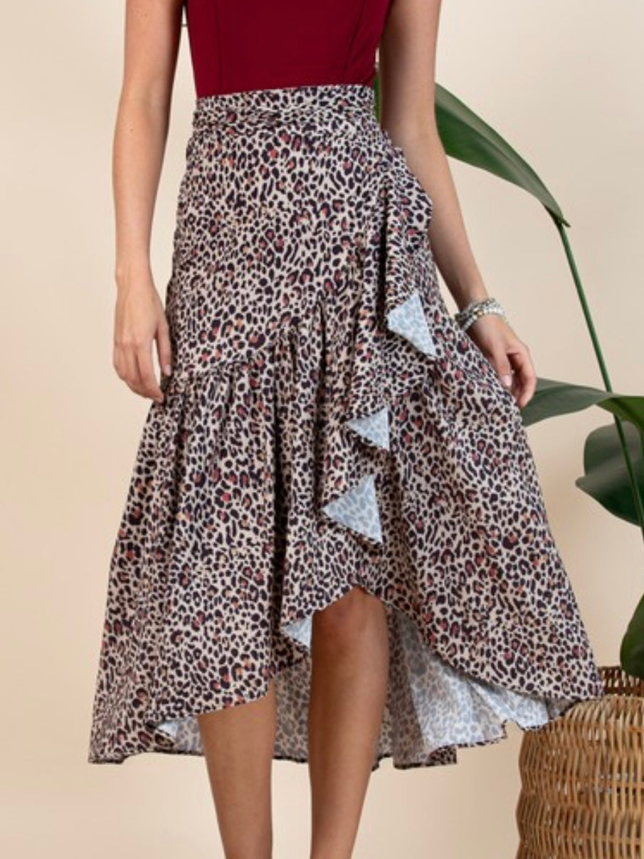 Animal Print Wrap Skirt