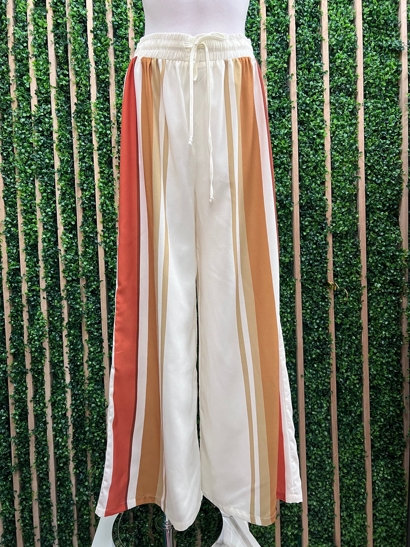 Ivory Rust Elastic Waist WIde Leg Pant
