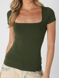 Square Neck Basic Short Sleeve Tank