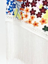 Floral Asymmetric Fringe Skirt