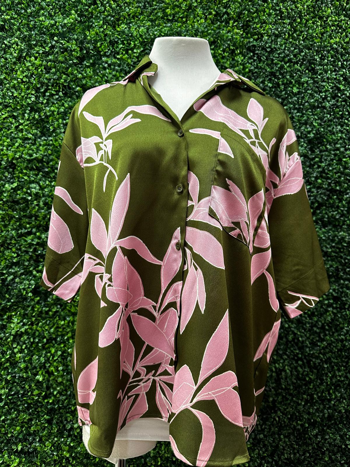 Olive Blush Print Blouse