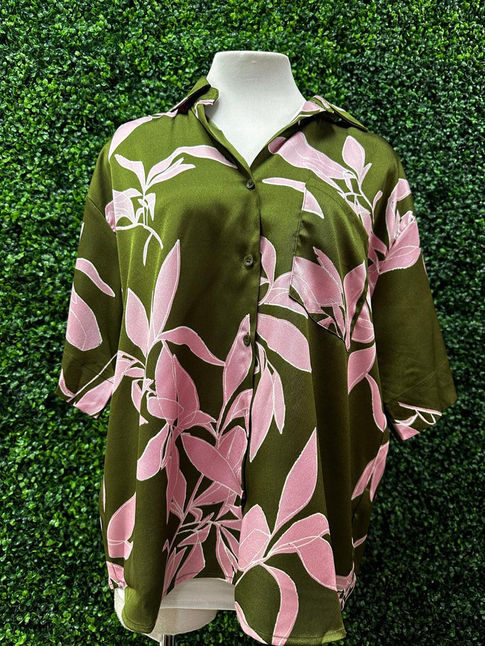 Olive Blush Print Blouse