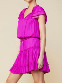 Delicate Short Sleeve Ruffled Short Dress