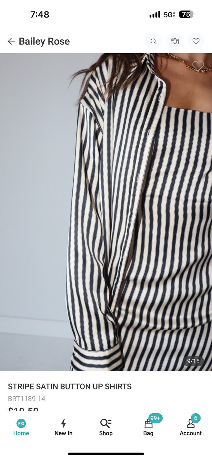 Cream Black Stripe Satin Blouse